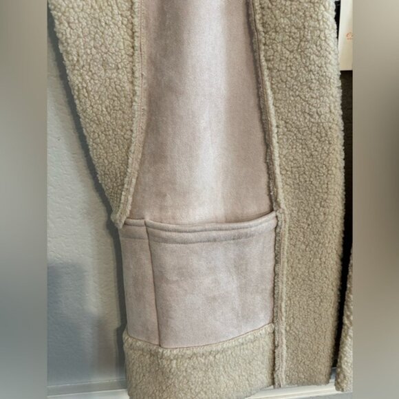 NWT Entro Emma Fur Jacket blush pink suede vest size Large - Picture 2 of 7